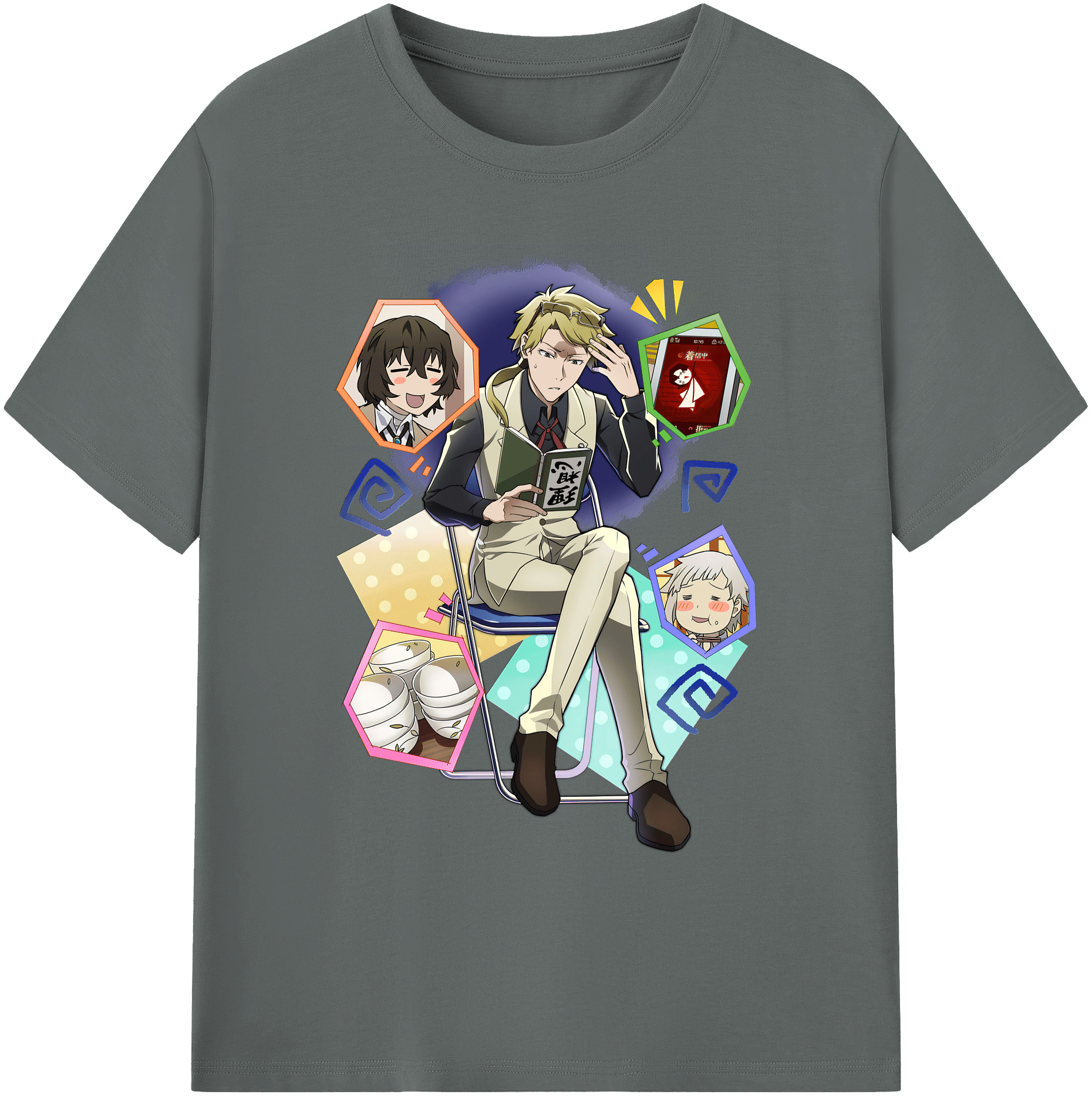 （画像用） 文豪ストレイドッグス Bungo Stray Dogs 綿100％ メンズ半袖Tシャツ｜肌触りやわらか＆通気性